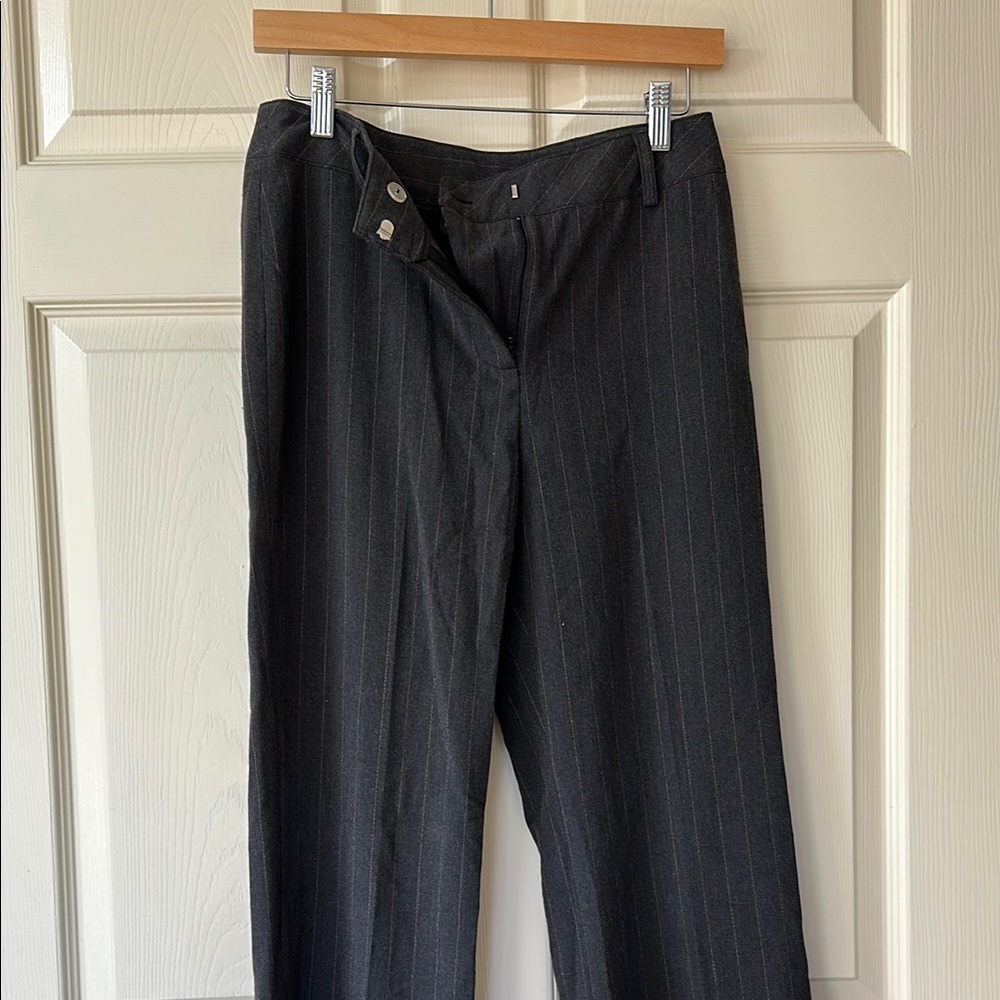 Dina K Black Pinstripe Straight Leg Trousers